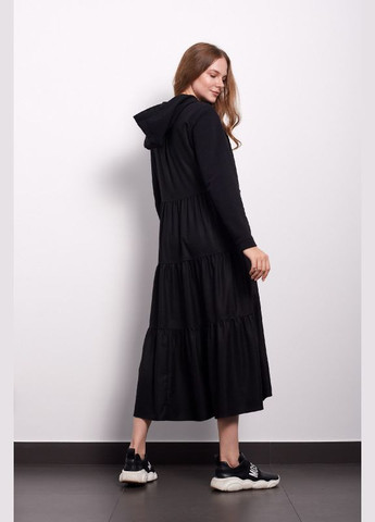 Чорна кежуал дизайнерська жіноча сукня чорна міді mkpr8847-5 Modna KAZKA