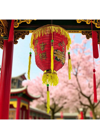 Китайский фонарь с кистями (подвесной декоративный, 28 x 20 см) No Brand (364237980)