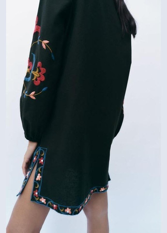 Чорна сукня вишита вишиванка орнамент узор плаття бавовна льон Zara