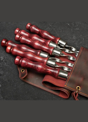 Шампуры ручной работы из нержавейки "Асгард" в кожаном кейсе на подарок шефу Handmade LC-034 (347291594)