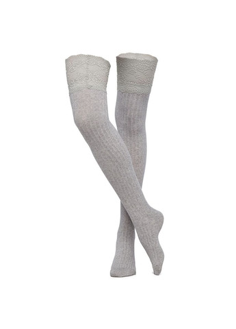 Чулки кружевные в рубчик трикотажные теплые светло-серые 19290 XXS-XL No Brand (307930833)