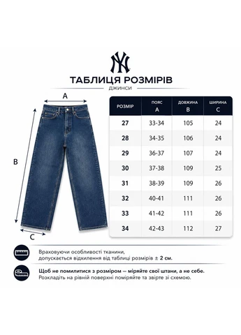 Голубые джинсы мужские широкие багги голубые (1080-275-2) New York Yankees