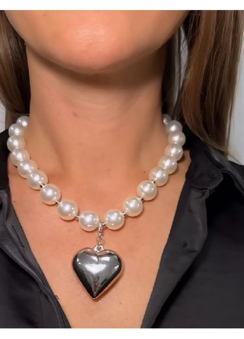 Чокер + кулон серце Перлини (імітація) No Brand (362376703)