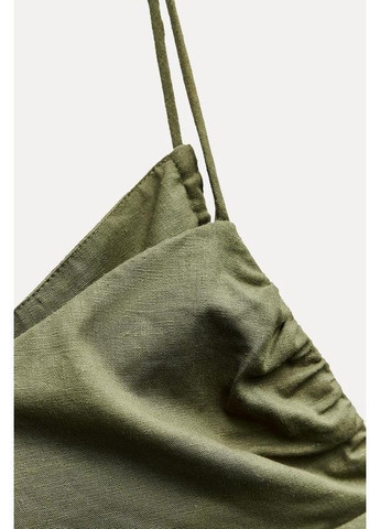 Оливкова (хакі) сукня міді в корсетному стилі Zara