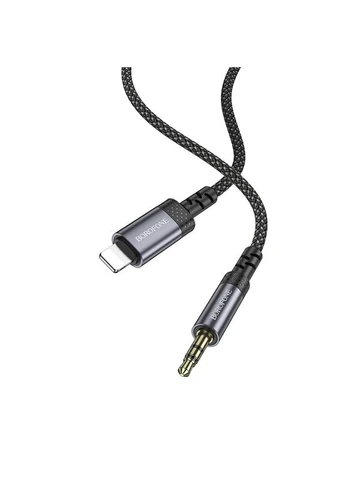 Аудіокабель BL24 iP to 3.5mm male, nylon braid, 1m, Metal Grey Borofone (390091778)