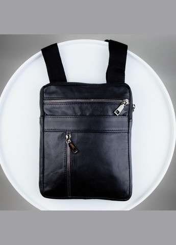 Сумка-месенджер із натуральної гладкої шкіри ST002 (Чорна) SKILL (324030635)