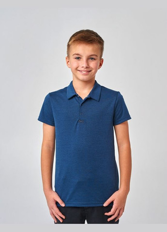 Синяя детская футболка-футболка-поло (короткий рукав) синий меланж для мальчика Smil