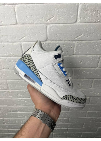 Білі Осінні кросівки чоловічі nike air jordan 3 white blue найк аір джордан No Brand