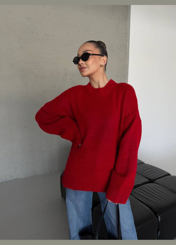 Красный демисезонный свитер женский No Brand