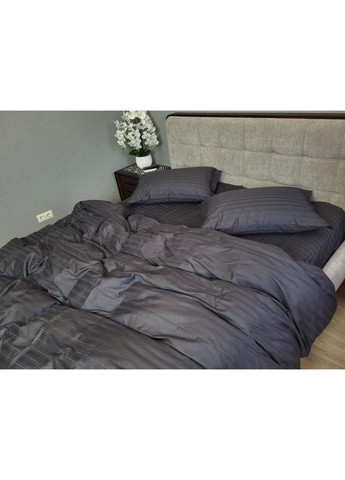 Постельное белье с резинкой Мульти страйп графит сатин, PREMIUM Семейный размер, наволочки 50/70 No Brand (363190429)