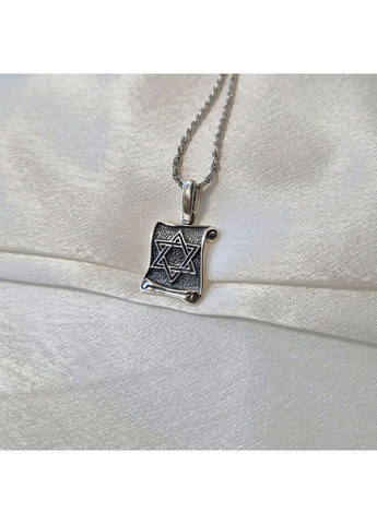 Срібна підвіска оберіг амулет Зірка Давида на Папірусі срібло 925 проби Чорнене (АРТ п-126) 4.80г No Brand (357215003)