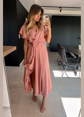 Пудрова повсякденний сукня DK/DL Мода без кордонів однотонна