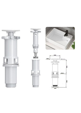 Раковина накладная Premium STYLE-0202 600х350х140mm с донным клапаном и отверстием под смеситель (MP6512) Mixxus (315728675)