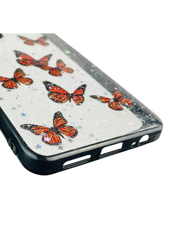 Чехол для POCO M5s с блёстками с бабочками на сяоми поко м5с черный Xiaomi (366386279)