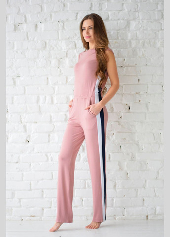 Комбинезон из вискозы с полосками Wiktoria 611 powder комбинезон-брюки однотонный розовый