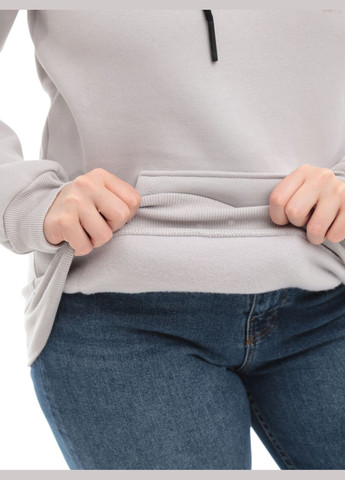 Худи женское серое на флисе прямое зимнее JEANSclub Пряма (306518865)