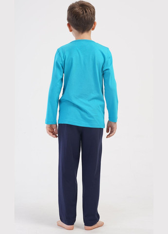 Голубая всесезон пижама подростковая мальчиковая (лонгслив,штаны) лонгслив + брюки Vienetta