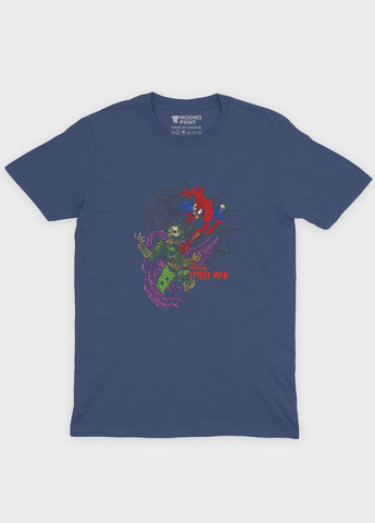 Темно-синяя демисезонная футболка для мальчика с принтом супергероя - человек-паук (ts001-1-nav-006-014-051-b) Modno