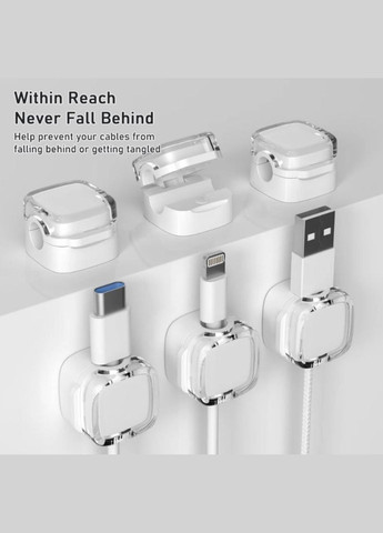 Фиксатор кабеля магнитный органайзер клипса держатель для провода самоклеящийся 6 шт Белый Velcro (340276159)