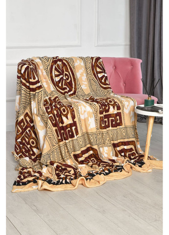 Плед бежевого кольору з принтом розмір 200*220 Let's Shop (362475603)