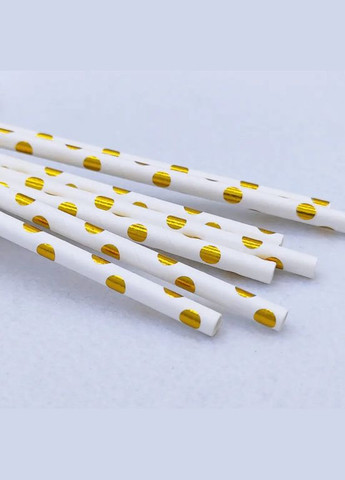 Коктейльные трубочки в горошек 25 штук 20 см золотисто-белый Jannet трубочка (333969037)