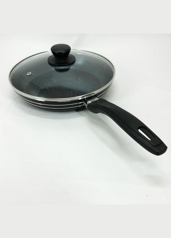 Сковорода з кришкою 24 см чорний мармур UN-5164 | Антипригарна сковорода Мармурова сковорода Unique (364664770)