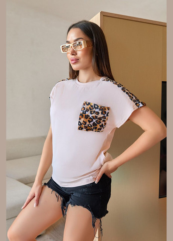 Жіноча футболка з леопардовими вставками Fashion Girl - (317234972)