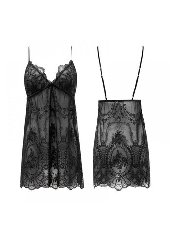 Сорочка эротическая, размер, с вышивкой и подкладкой из сетки, черная UPKO (334709501)