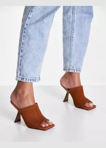 Шльопанці мюлі Asos nickle knitted heeled mules in tan (291015987)