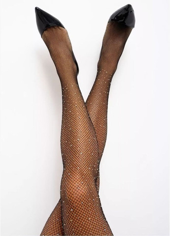 Классические колготки в мелкую сетку со стразами базовые женские колготы высокая посадка для женщин мелкая сетка one size Cindylove (330143554)