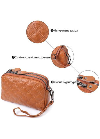 Сумка крос-боді через плече жіноча з натуральної шкіри Рудий 36461 Vintage (353873164)