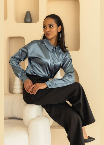 Графітова шовкова блуза графітового кольору Seventeen