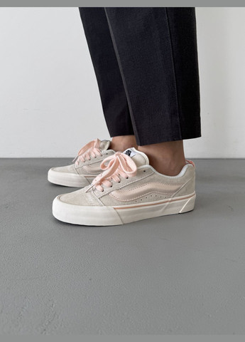 Кроссовки женские Vans KNU Skool beige pink | Ванс КНУ Скул бежевые розовые No Brand бежевые демисезоны (316231455)
