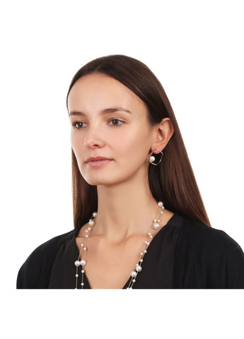 Геометричні сережки-рамки з перлиною Sincera (340465241)