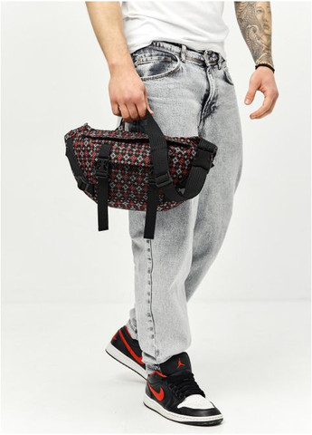 Большая тканевая мужская поясная сумка бананка Черная с принтом (1010038721) Sambag (360965672)