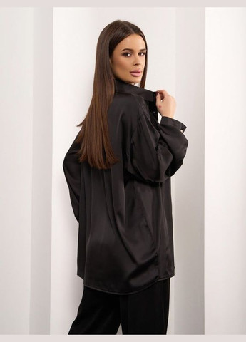 Черная повседневный рубашка однотонная ISSA PLUS