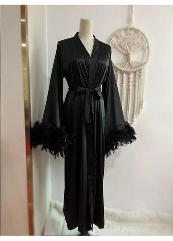 Елегантний халат Казкова, Атласний довгий халат з об’ємними рукавами в пір’я,, Жіночий довгий в підлогу халат з поясом на захід No Brand халат Казкова білий (354331125)