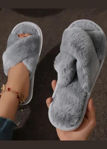 Серые женские домашние тапочки из искусственного меха fluffy comfort (1994 01) 38-39 Macarena
