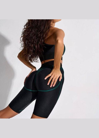 Велосипедки з еластичної сіточки та ефектом пуш-ап, темно-зеленого кольору, розмір S Trends (330245529)