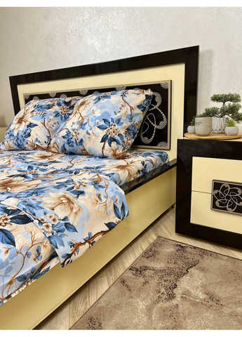 Постельное белье хлопковое Волшебный миг Двуспальное Простынь на резинке 160x200х20 Бязь Голубое 70 х 70 No Brand (361146389)