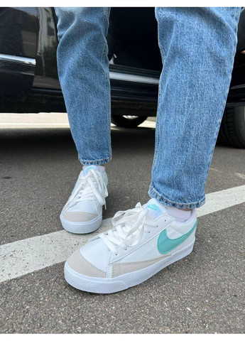 Белые демисезонные кроссовки мужские nike blazer low platform white mint найк блейзер No Brand
