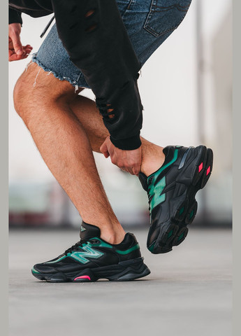 Черные демисезонные кроссовки мужские new balance 9060 black green| нью беланс 9060 черные зеленые No Brand