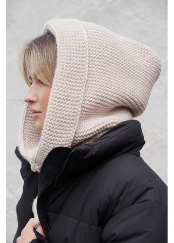 Тепла шапка капюшон в'язаний капор Lisa Beige Woman Without (365254486)