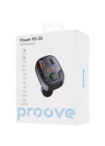 FM трансмиттер Power PD01 2USB+Type-C (44885black) Proove (316695875)