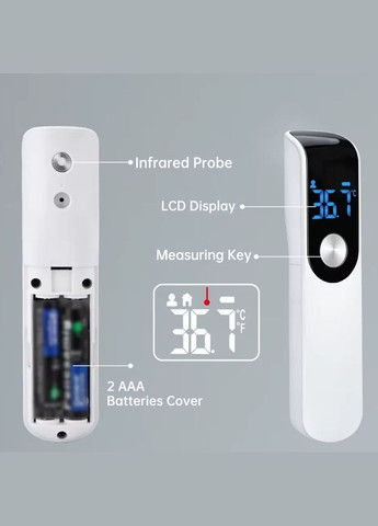 Термометр, градусник інфрачервоний IR-FM01 безконтактний цифровий з РК-дисплеєм. Чорний No Brand (302520596)