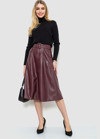 Бордовая юбка свободного кроя из экокожи, цвет бордовый, Ager