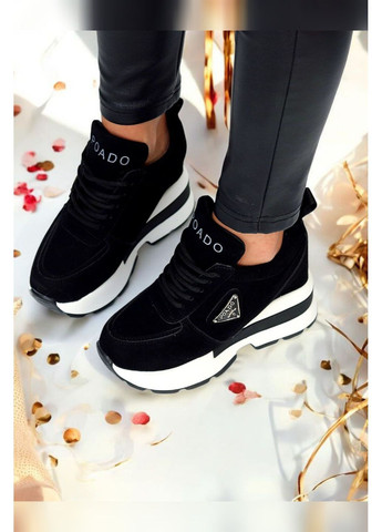 Жіночі чорні снікерси на платформі кросівки на танкетці ADA Снікерси чорні літо (369156224)