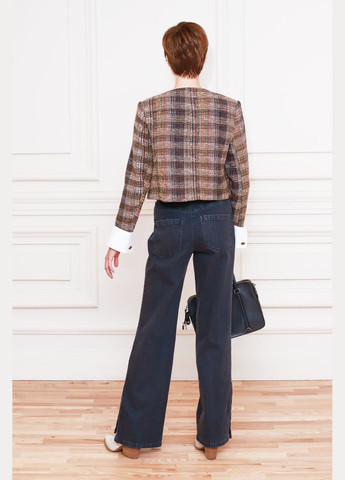 Серо-коричневый женский серо-коричневый жакет с накладными манжетами. Dolcedonna - зимний