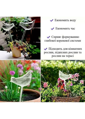 Набір автополивалок у формі пташки для автоматичного поливу кімнатних рослин 5 шт 100 мл No Brand (371914992)