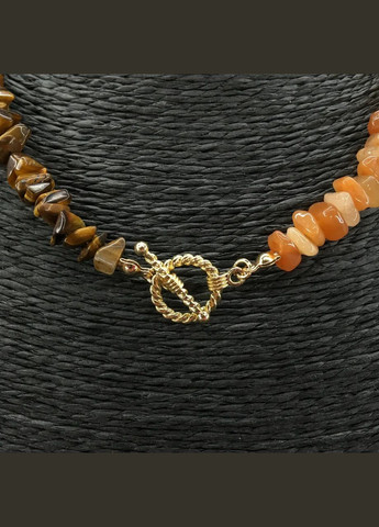 Чокер ожерелье натуральный камень Тигровый глаз и Сердолик крошка замок тогл L-43см No Brand тигровый глаз, сердолик латунь золото (302899931)